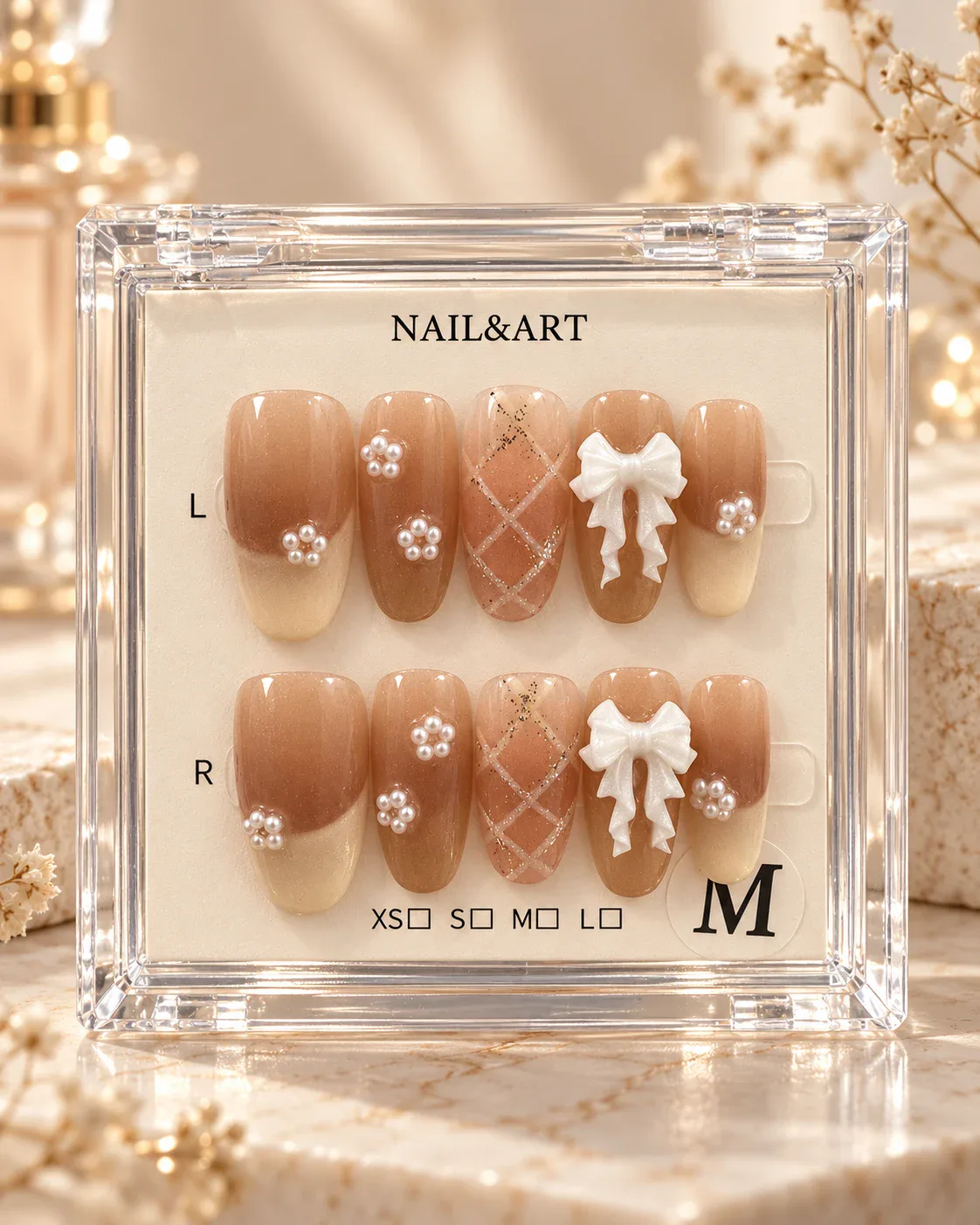 Pressed Nails Rose Quartz Marble