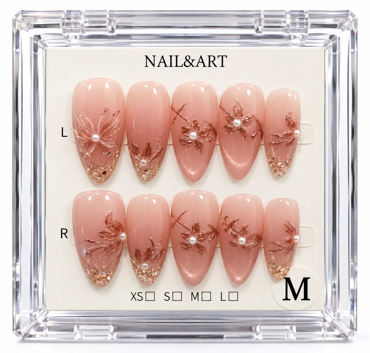 Pressed Nails Mocha Swirl Coffin